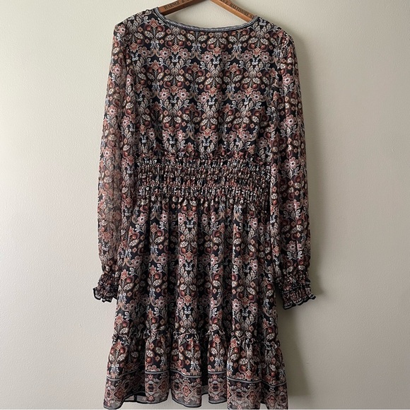 MAX STUDIO Floral Bohemian Deep V Mini Dress Women's XL - Picture 2 of 7